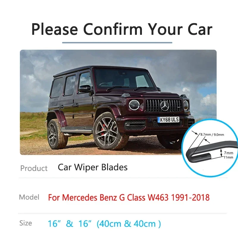 Para mercedes benz classe g w463 1991 ~ 2018 lâminas de limpador dianteiro sem moldura de borracha para limpeza de para-brisa acessórios automotivos