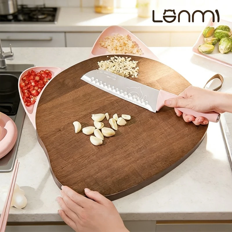 LANMI Practical cat Wooden Cutting Board Antibacterial Mouldproof Cutting Boards Chopping Board Cutting Board for Kitchen