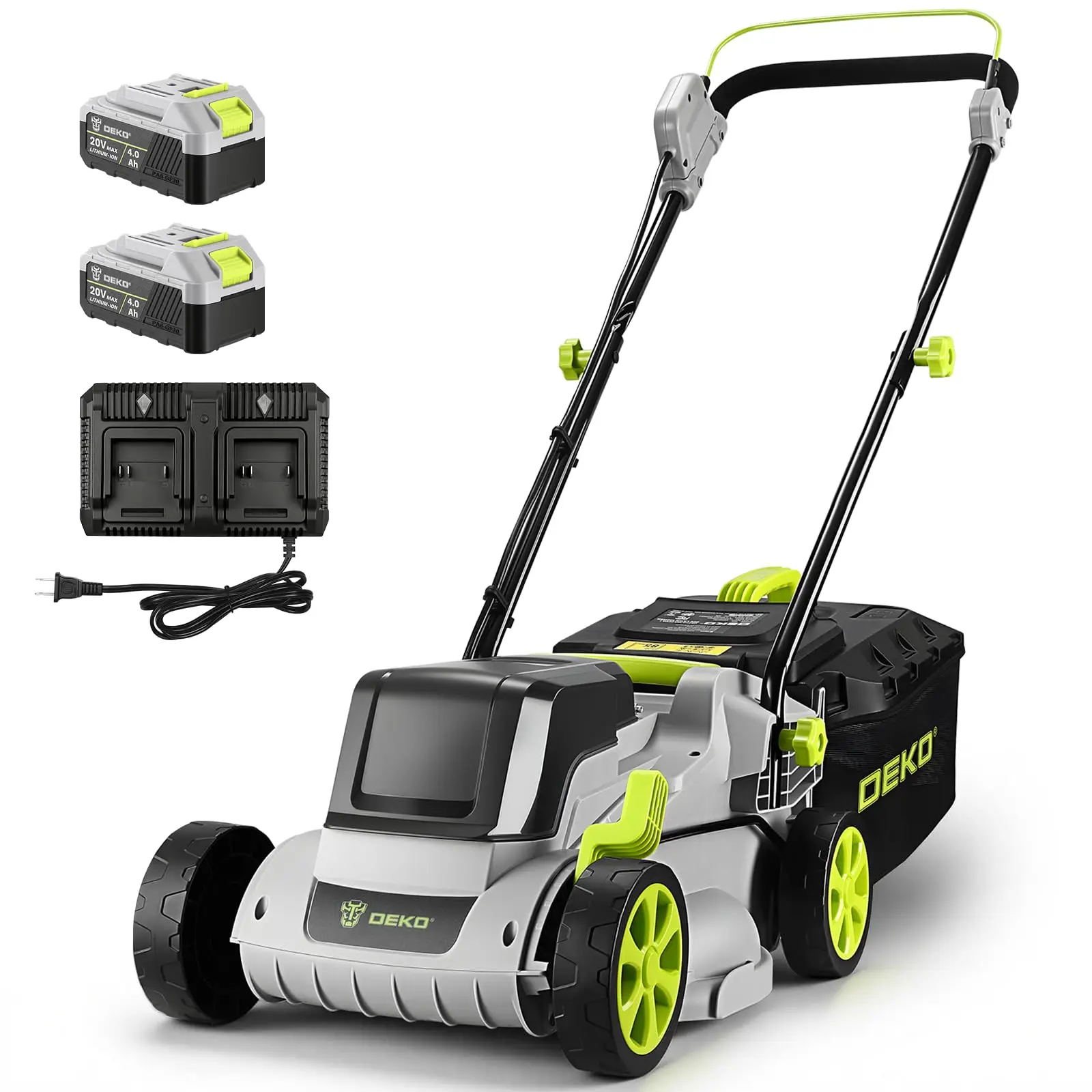 20V Cordless Lawn Mower: 13 Inch Battery Powered Walk Behind Lawn Mowers with 2 x 4.0Ah Batteries & Charger, Electric
