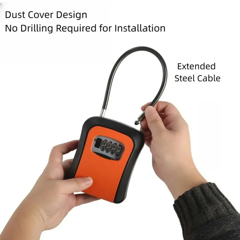 New Steel Wire Key Storage Case 4 Digit Code Waterproof Key Organizer Box Hanging Design Outdoor Key Boxes Outdoor Use