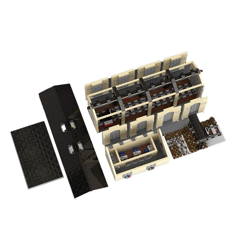 Cidade estação ferroviária arquitetura trem locomotiva galpão blocos de construção modulares coleção modelo montagem tijolo menino brinquedo presente kit