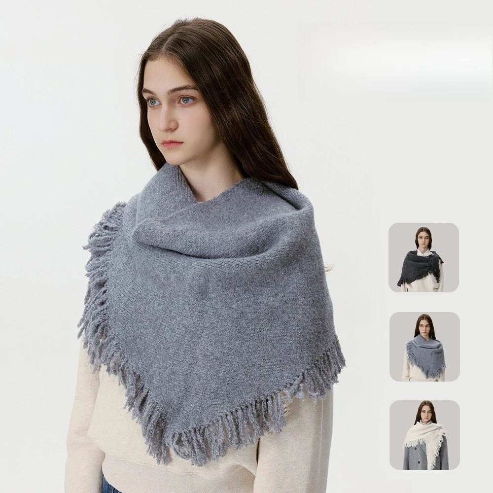 Shawl Wrap Winter - Kadınlar için Yumuşak Yün Örme Üçgen