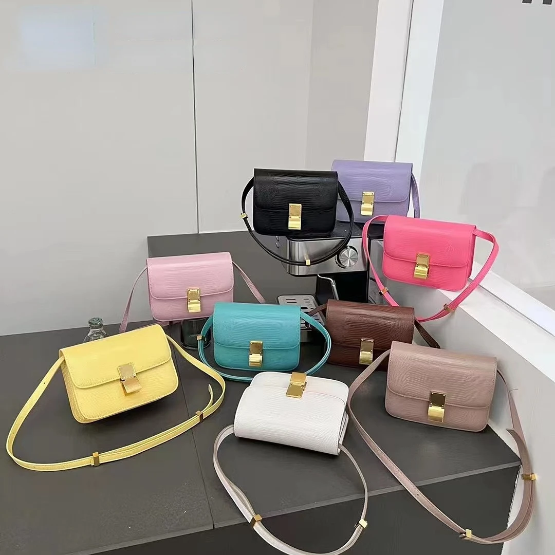 Luxury Women Bag Lizard Leather Handbags Box Bag Retro Tofu Small Square Shoulder Bag Soft PU Leather Messenger Female Handbag