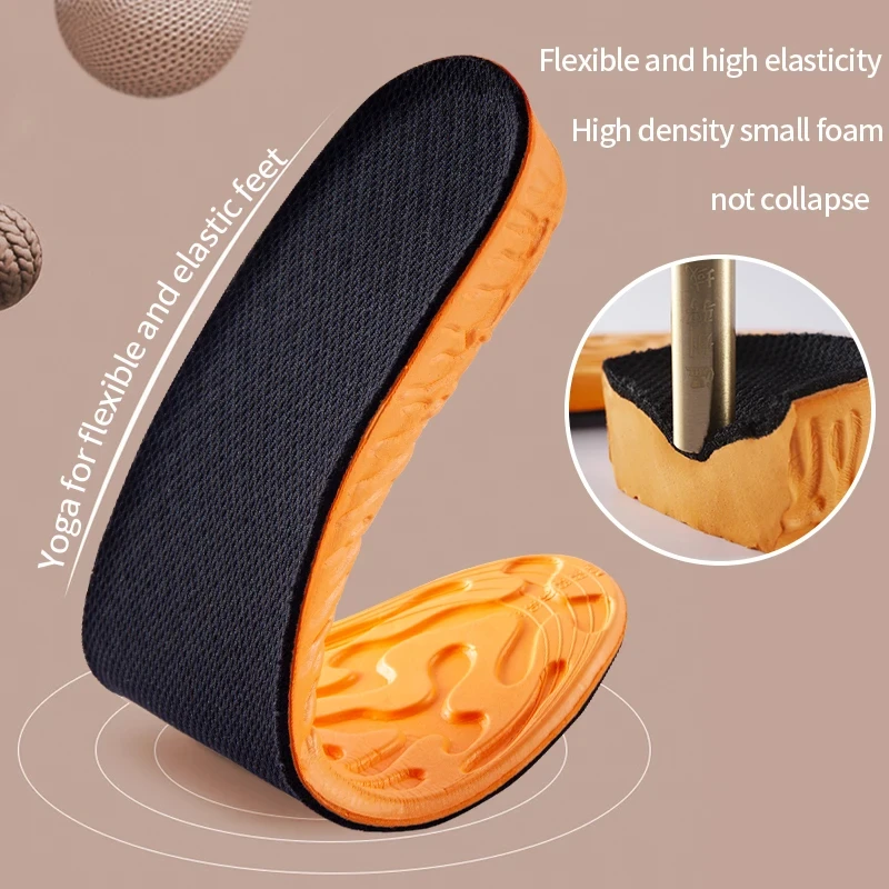 1.5-3.5cm Invisible Height Increase Insoles Orange EVA Memory Foam Shoes Sole Pad Breathable Comfortable for Men Women Feet Care