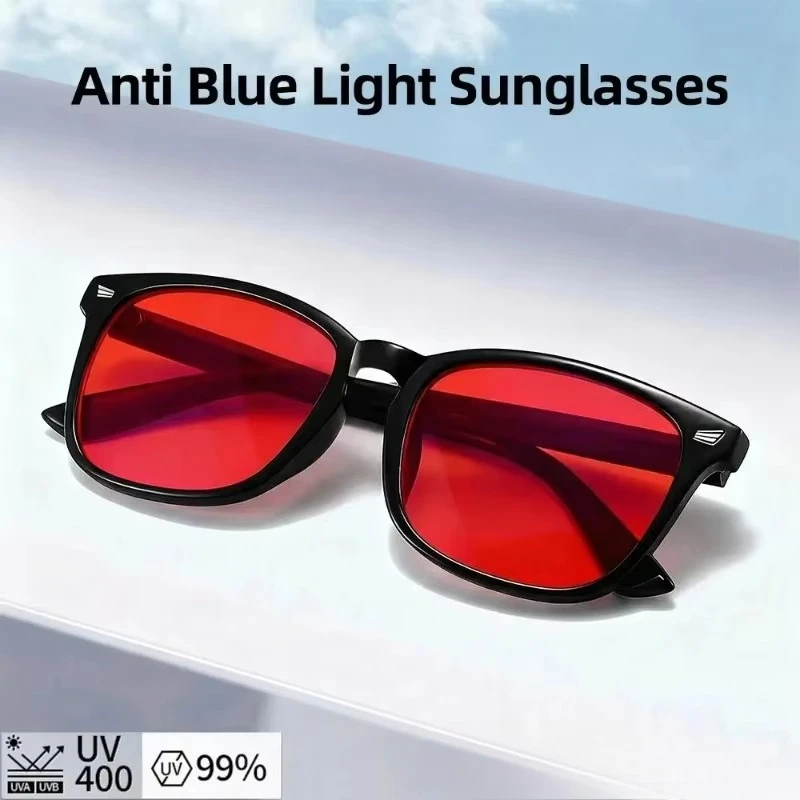 Anti Blue Light Sunglasses Better Sleep Red Lens Bluelight Blocking Glasses for Men Women Anti Eye Strain for Computer Game