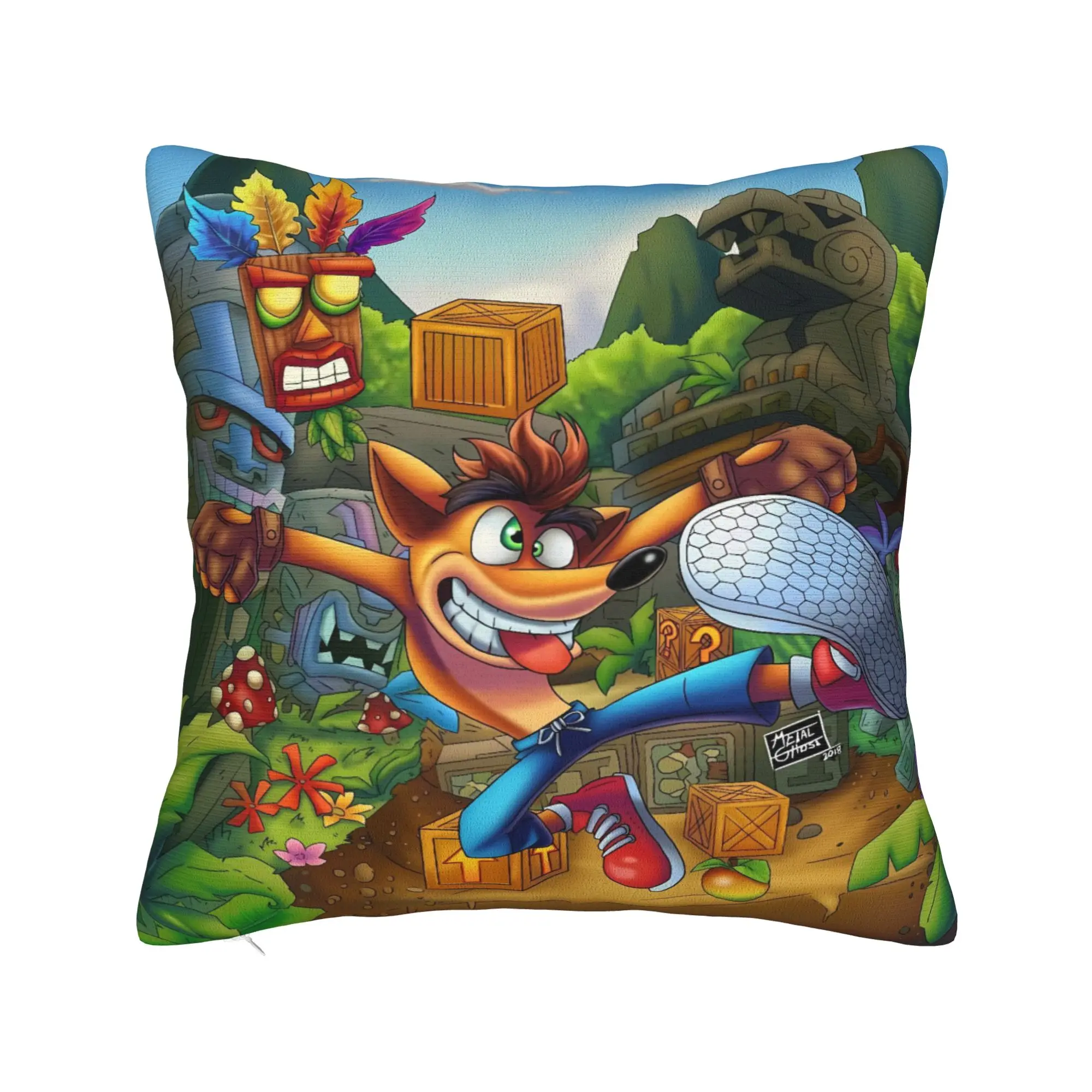 Crash Bandicoot Box Jump Pillow Case  Cute Funny Pillow Cover Design Pillowcases For Living Room Chair
