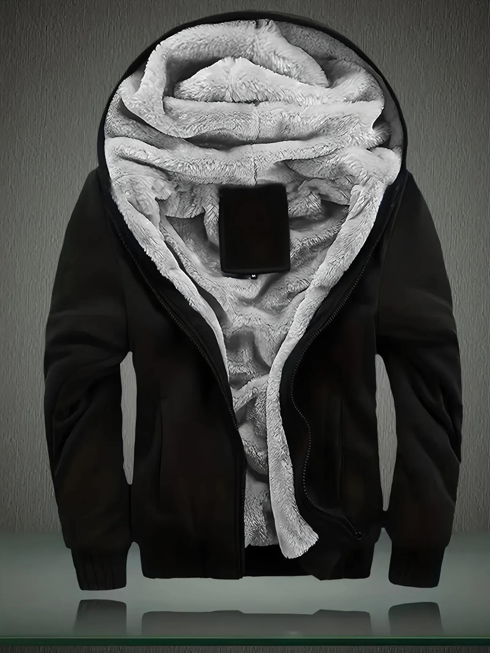 

Men's warm woolen hooded jacket, autumn and winter season thick and warm zipper hoodie.