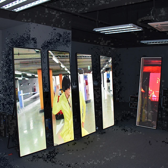 حامل شاشة LED رفيع لافتات رقمية شاشة عرض إعلانية مرآة ستارة ملصق فيديو #4