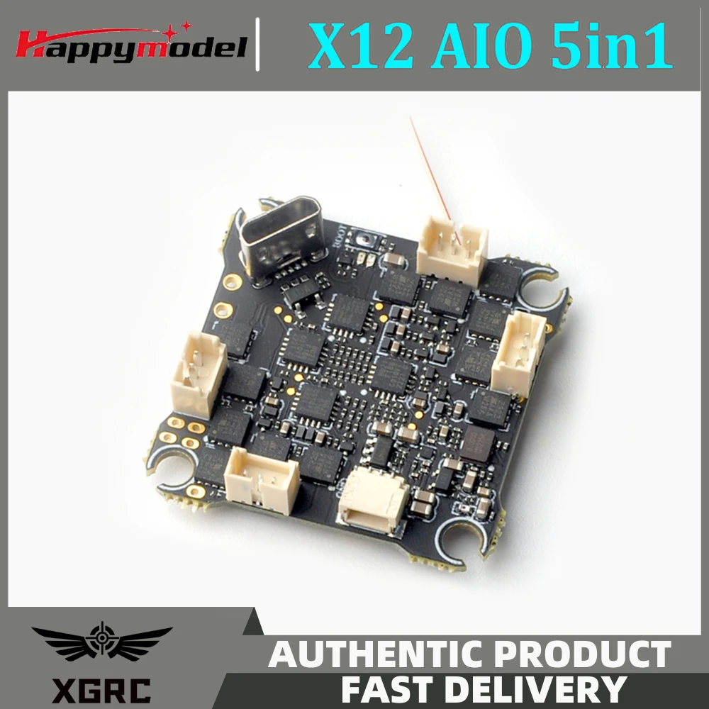 

HappyModel X12 AIO 5 в 1 Контроллер полета OSD 1-2S Встроенный BLHELIS 12A ESC OPENVTX 400 МВт для радиоуправляемого FPV Tinywhoop зубочистка Дрон