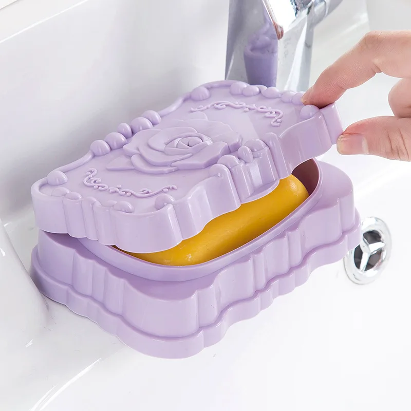 1PC Portable Bathroom Soap Dish With Lid Home Plastic Soap Box Keeps Soap Dry Soap Dish Travel Essentials Dropship