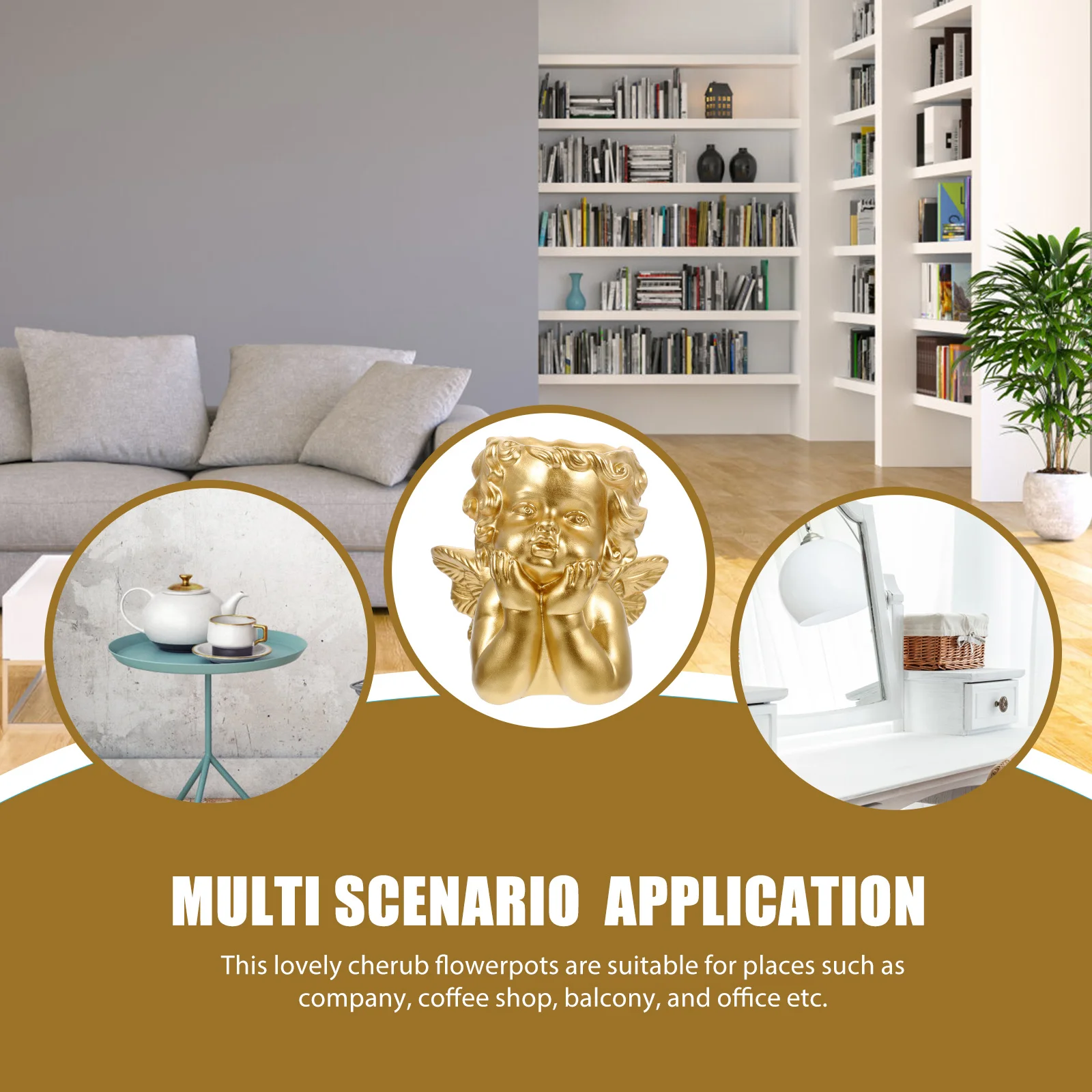 

Цветочный горшок из смолы Cherub Angel, компактный легкий горшок для внутренних и уличных суккулентов, садовый декор, цветочный горшок