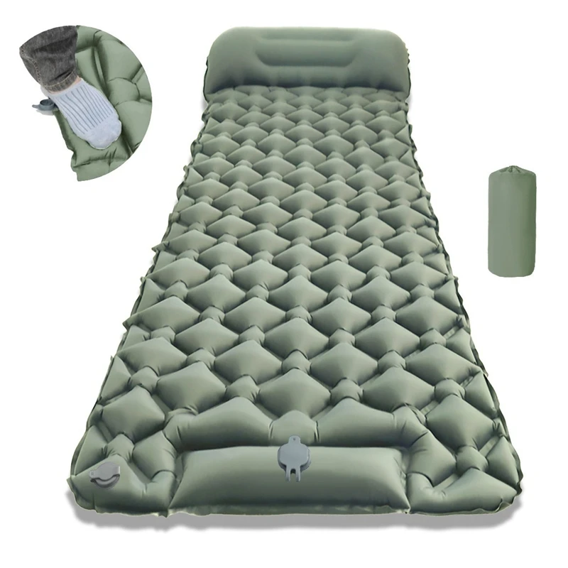 

TPU Foot-operated Single-person Diamond-shaped Inflatable Pad Outdoor Tent Sleeping Pad Portable Moisture-proof Pad