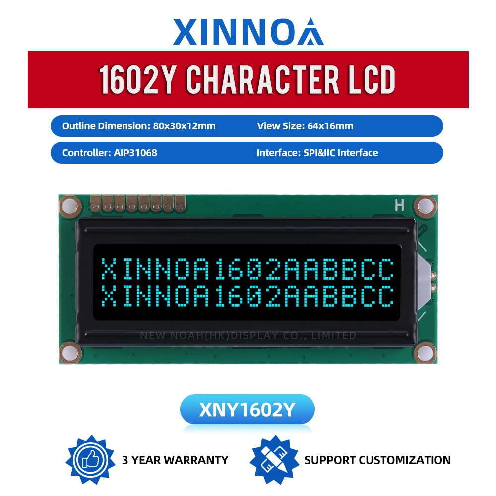 

BTN черная пленка Ice Blue 1602Y ЖК-модуль последовательного порта 2*16 2X16 1602 библиотеки с несколькими словами AIP31068 ЖК-экран с символами