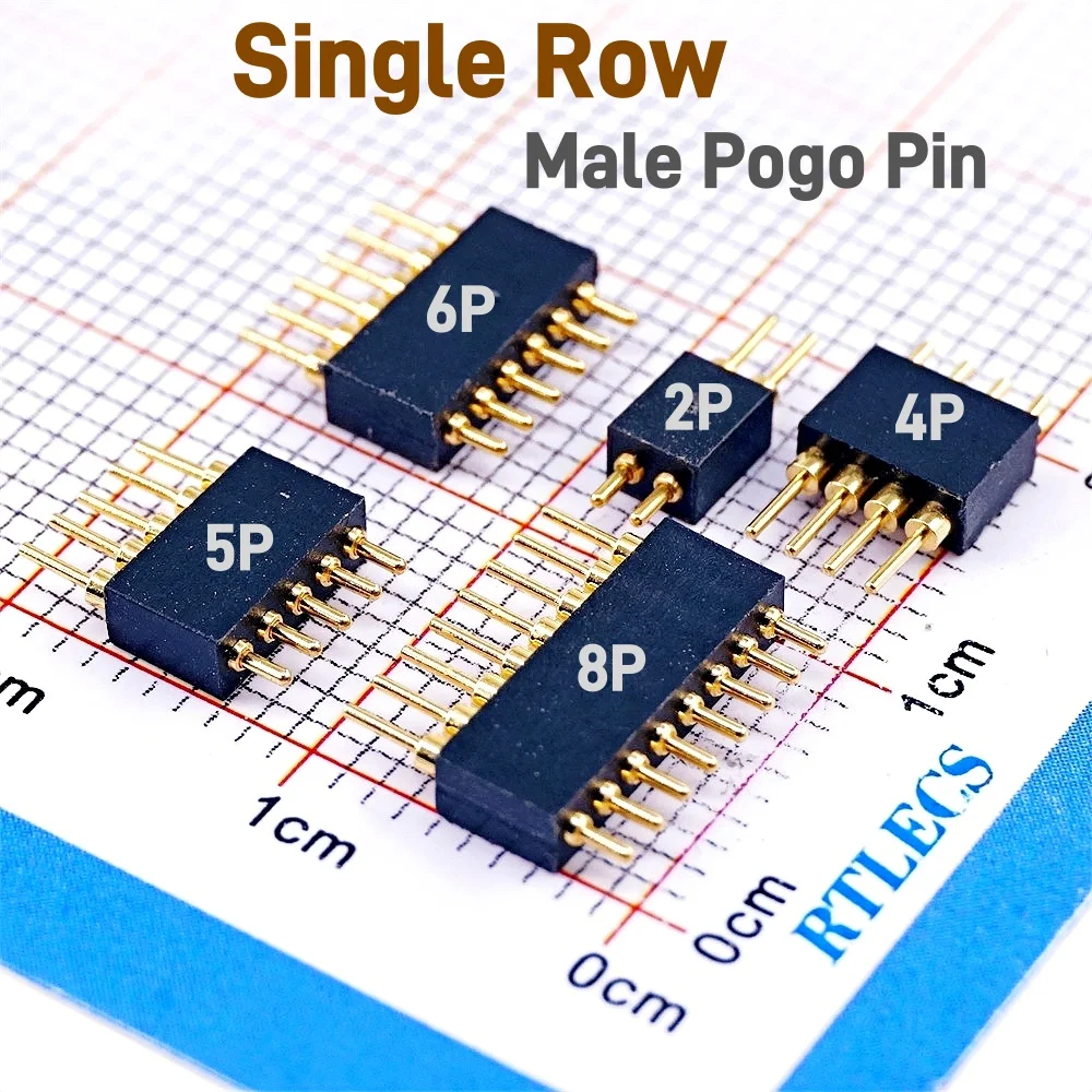 2/10 Pcs PogoPin Connector Male 1.27mm Pitch Spring Loaded 2 4 5 6 8Pin Female Double Row 10 P DIP Through Holes PCB Gold Plated