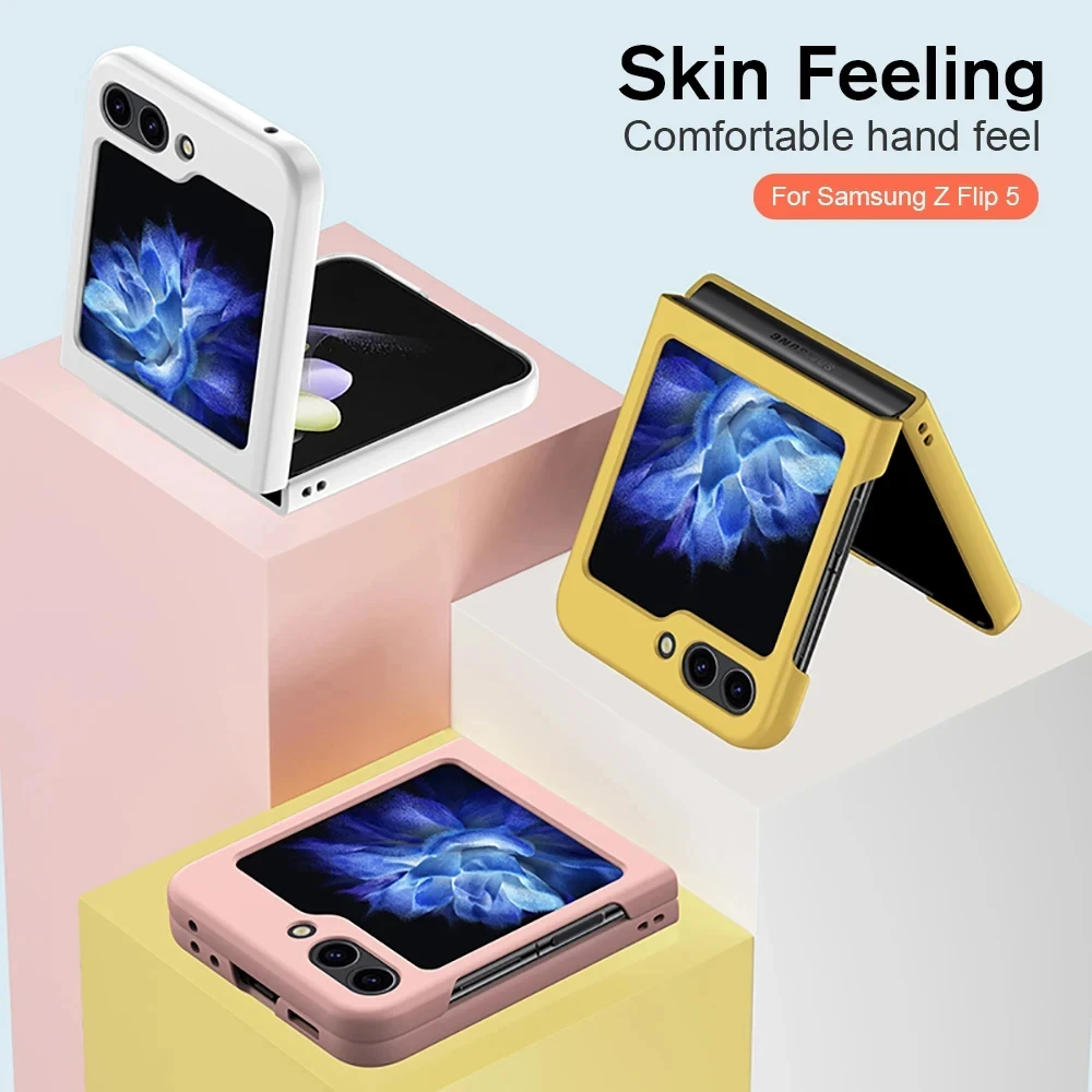 For Samsung Galaxy Z Flip 5 Foldable Screen-Friendly Case with Full Lens Protector - Skin-Friendly Back Cover for Z Flip5/Z5