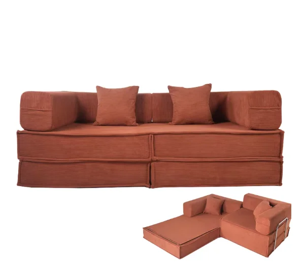 &One Seat Extendable Corner Contemporary Sofa Bed Set High Rebound Sponge Filling Upholstered Cloth Cover Modular Apartment