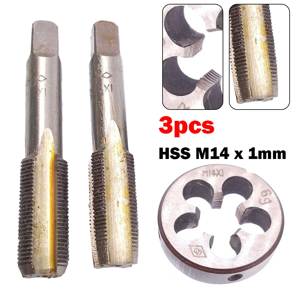 Essential Toolset Three Piece HSS Taper Tap and Die Designed Specifically for M14 x 1mm Metrics Perfect Fit For Your Needs