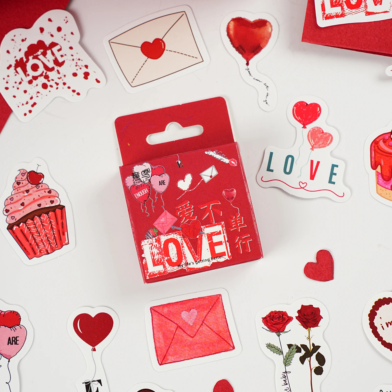 46pcs Love Stickers Set Mini Red Heart Romantic Decoration Adhesive for Album Diary Gift Seal A7624