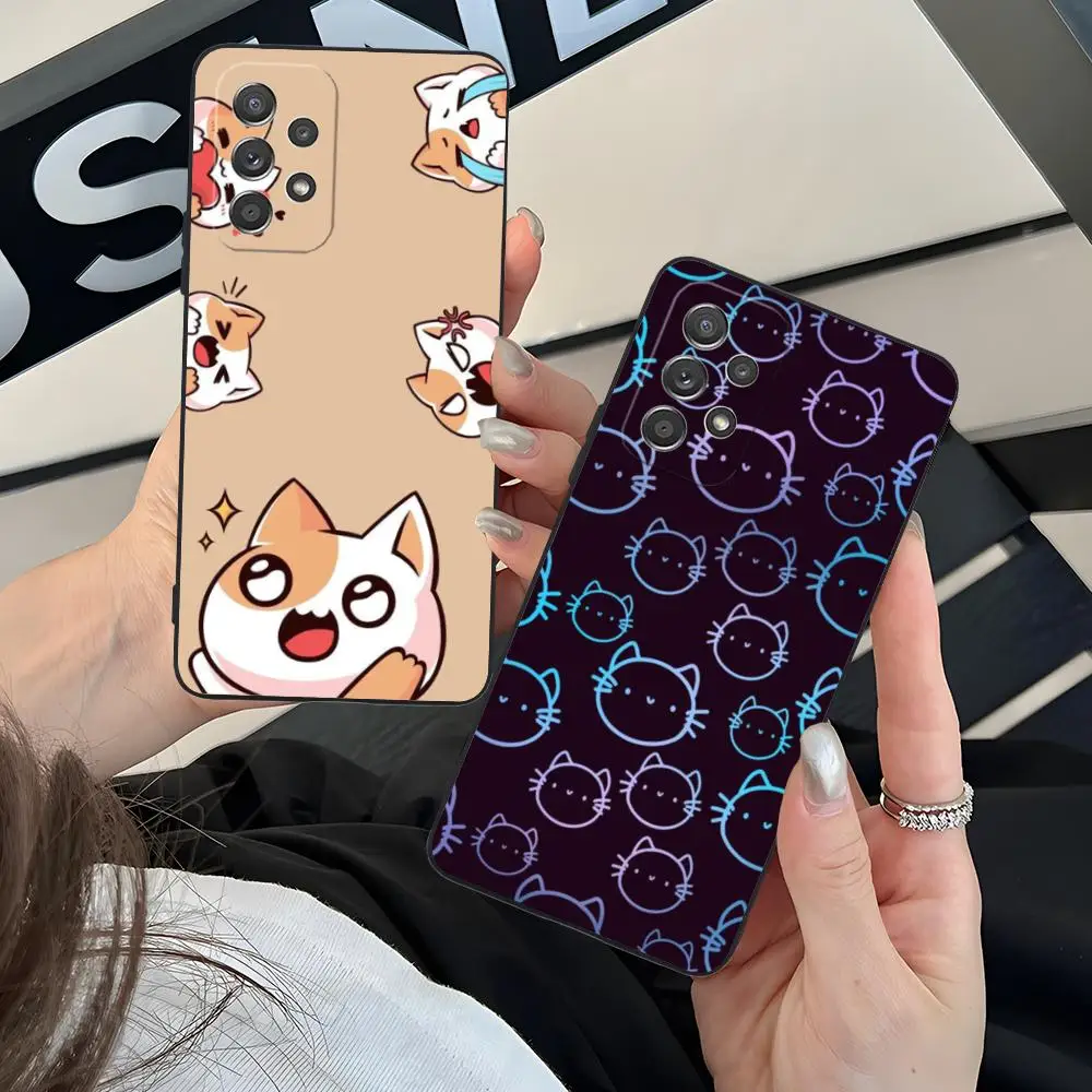 Cute Kitten Cat Phone Case for Samsung Galaxy M55 54 42 35 34 33 32 23 22 15 14 13 12 F55 5G Soft TPU Shockproof Cover