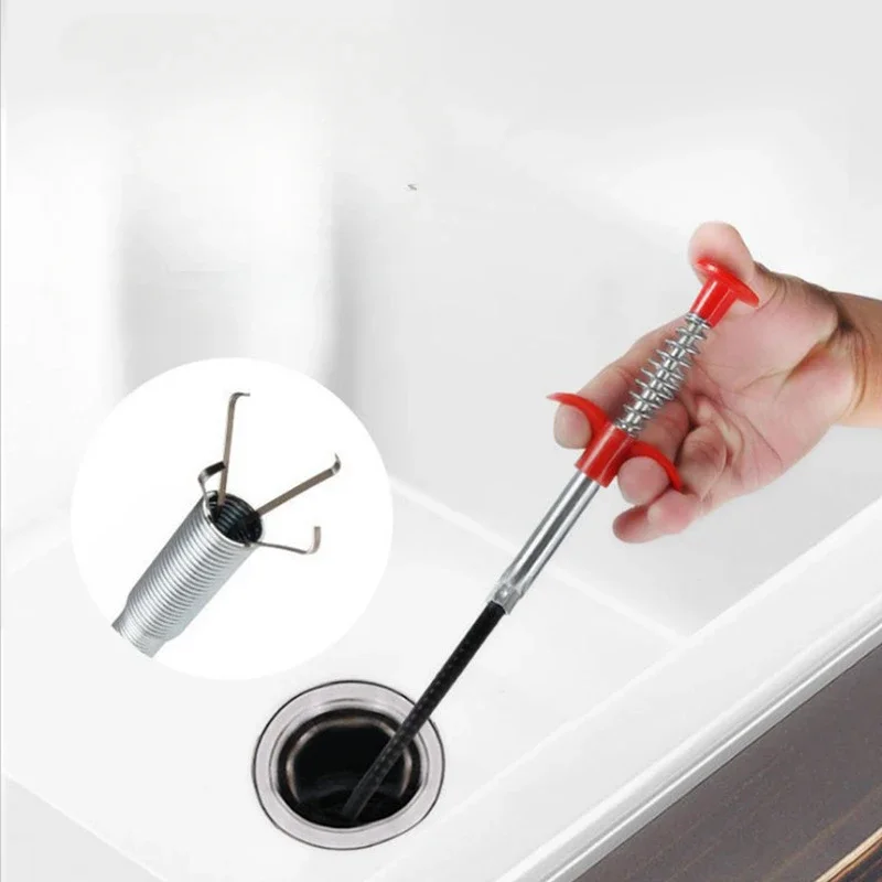 160cm Snake Spring Tube Unblocker Tool Drain Pipe Dredging Cleaning Hooks Bendable Kitchen Bathroom Sewer Fetcher Dredge Clip