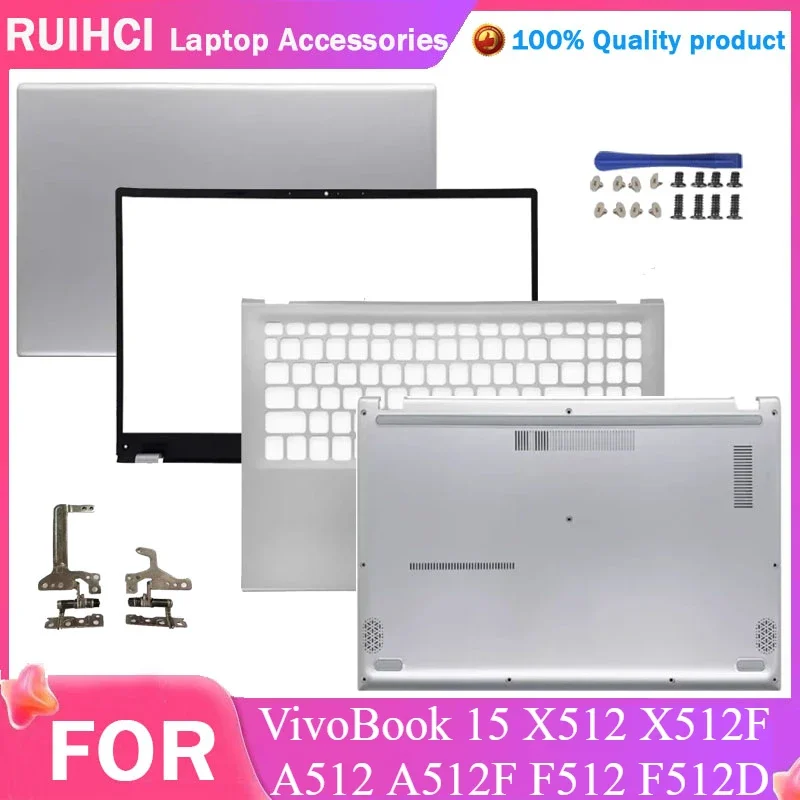 

New Laptop LCD Back Cover Front Bezel Palmrest Bottom Case Hinges plastics For ASUS VivoBook 15 X512 X512F A512 A512F F512 F512D