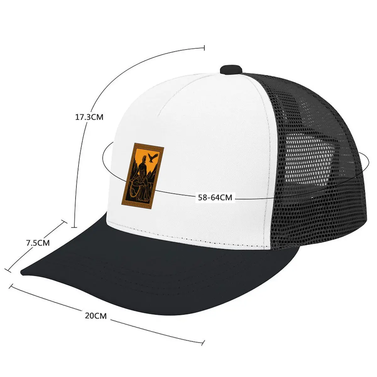 Prometheus Greek Mythology Eagle Chains Ancient Greek Meander Border Mesh Baseball Cap Casual Hat Outdoor