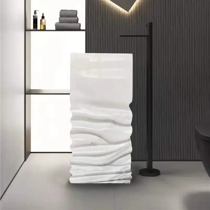A17 Marble floor-to-ceiling cylindrical wash basin Hotel European-style bathroom Balcony wash basin