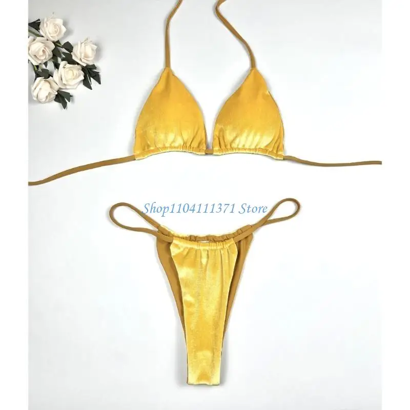 

P9FC Summer Halter Set Backless Swimwear Two Pieces Swimsuit Beachwear Fashion Bathing Suits for Women Female