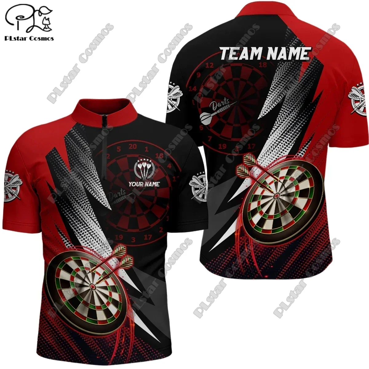 New personalized 3D printing dart throwing pattern zipper POLO shirt T-shirt unisex gift casual team throwing sports series F-11