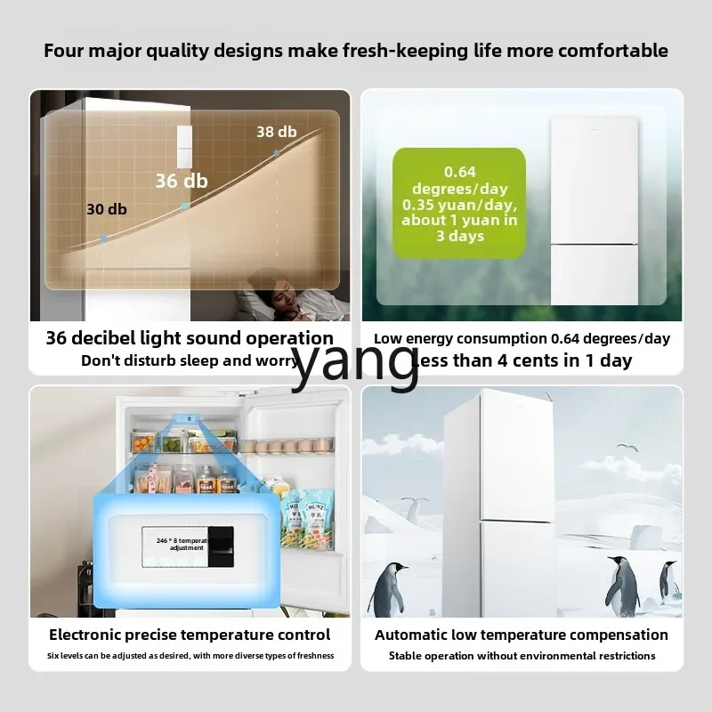 LMM 190 ثلاجة صغيرة بباب مزدوج، تأجير منزلي صغير، توفير الطاقة، بابين أبيضين