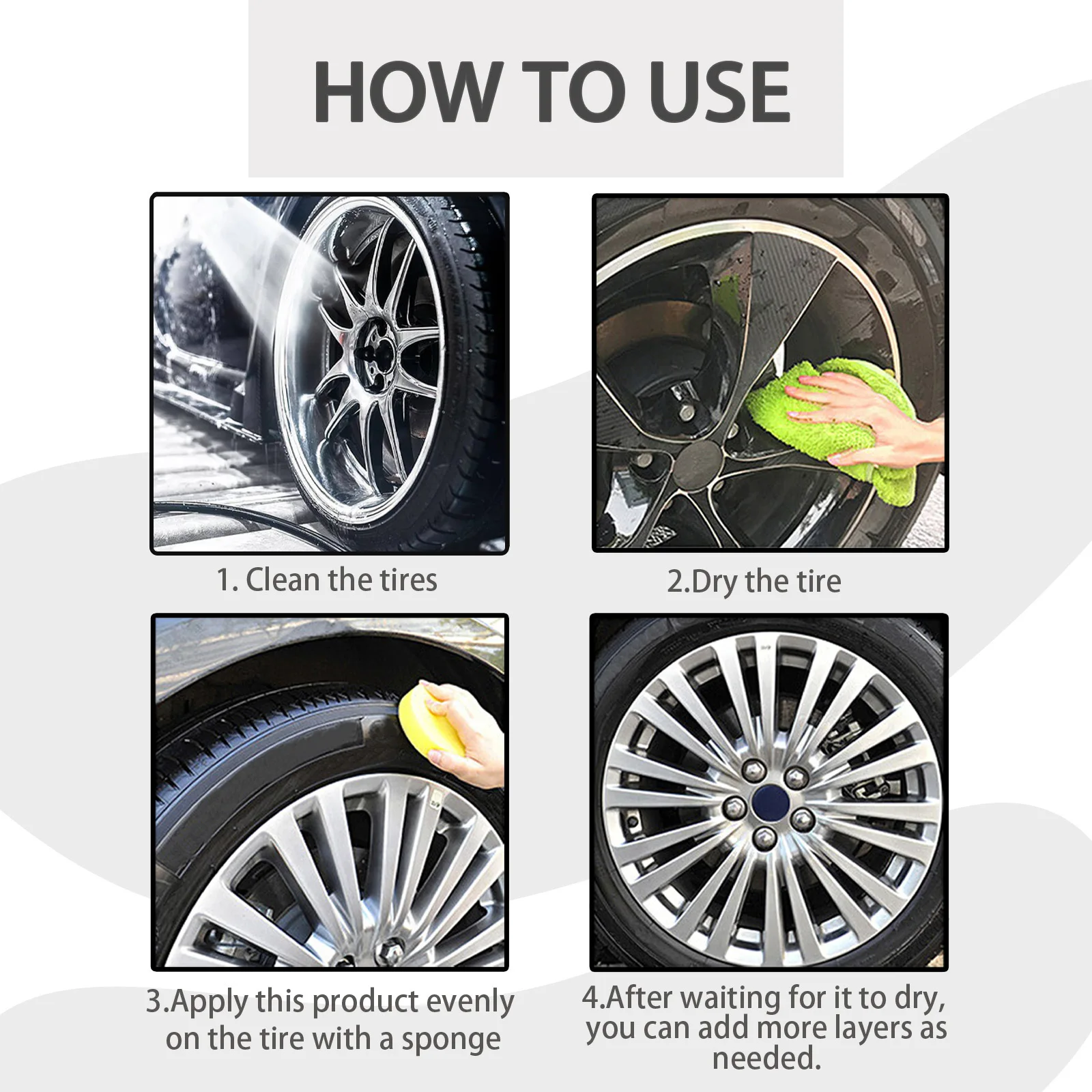 Imagen 6: Kit de cera protectora y brillo de neumáticos: restaura el color negro y ayuda a proteger los neumáticos contra daños por los rayos UV con brillo duradero (1 juego)