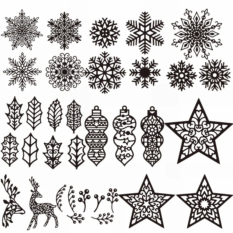 Neue verschiedene Schneeflocken-Metall-Stanzformen, Wirbelsterne, Laubzweig, Weihnachtsschmuck, Rentier, gestanzt für DIY-Bastelarbeiten