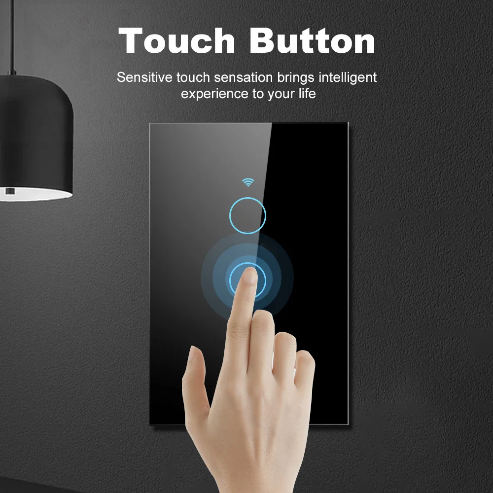 Tuya Wifi Smart Touch Light Switch US APP Wireless Remote LED Light Switches No Neutral Wire Required Work Alexa Google Home