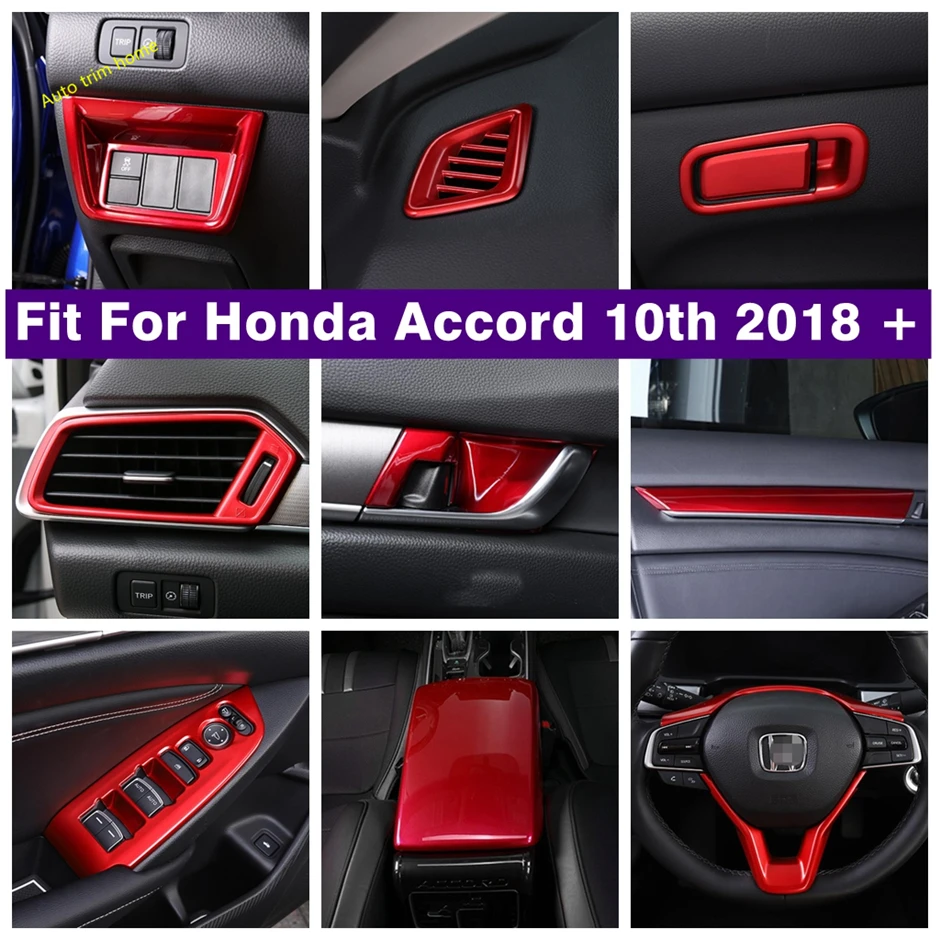 

Car Glass Lift Button Steering Wheel Armrest Box Panel Door Strip Handle Bowl Air AC Cover Kit For Honda Accord 10th 2018 - 2022