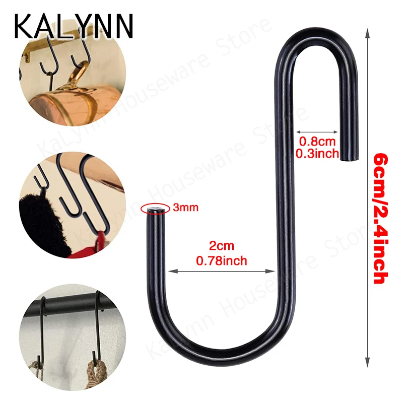10PCS S-Shape Hooks Kitchen Bathroom Stainless Steel Multifunctional Hanging Rack Clothes Bag Towels Plants Hanger Storage Hold