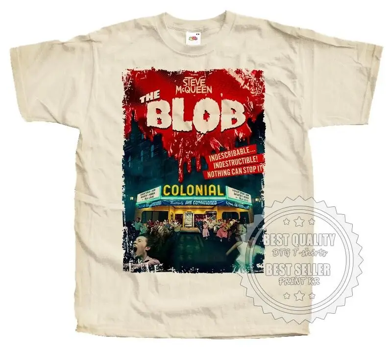 

The Blob V3 T SHIRT Vintage Horror Movie Poster Natural Shirt All Sizes S to 5XL