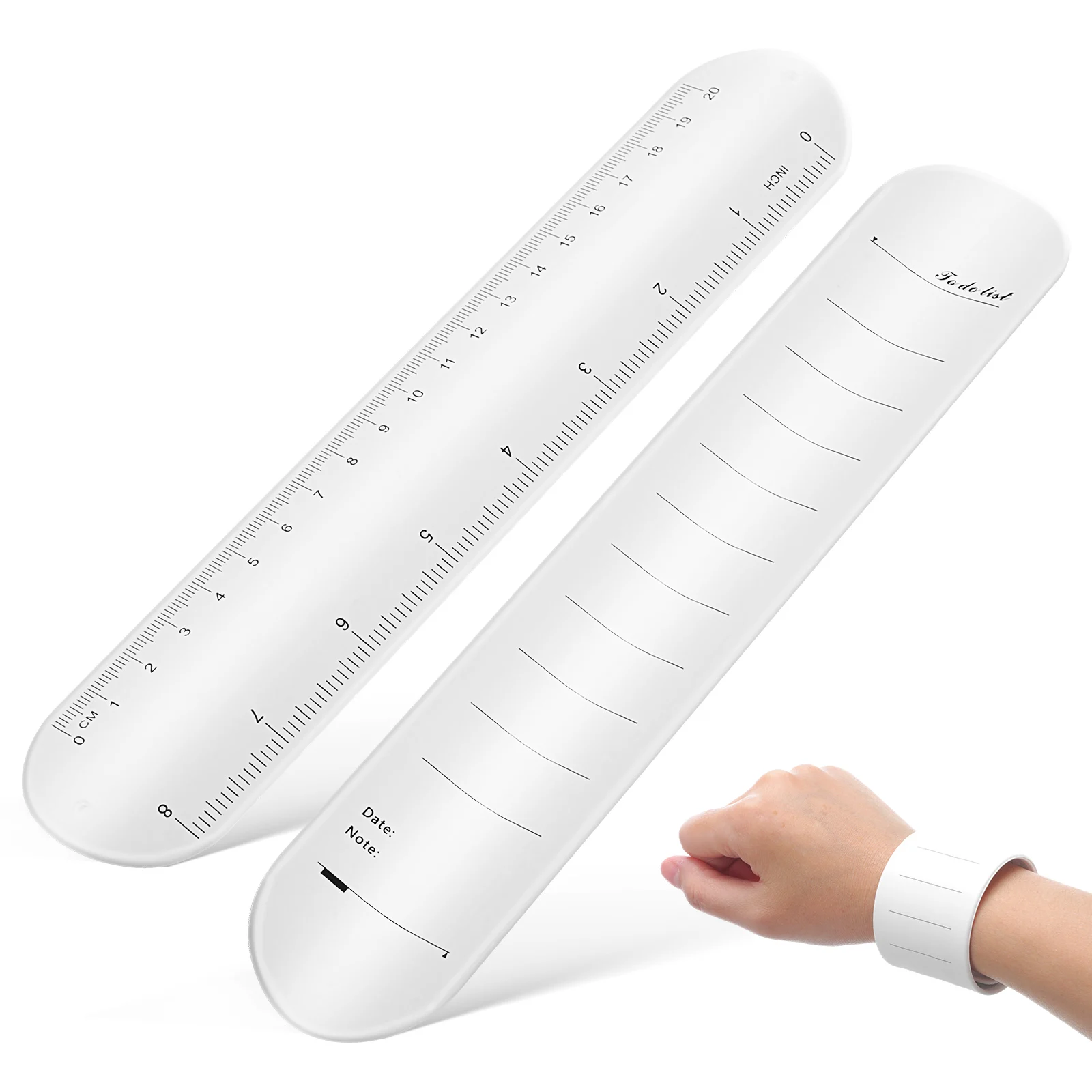 

2pcs Memo Circle Bracelet Erasable Reusable Notes Task Wristband Silica Gel Dry Erase Slap Bands To Do Ruler Note Pad