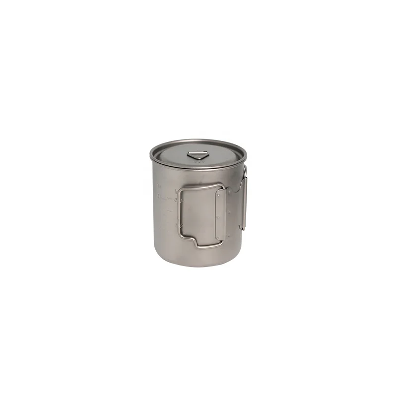 350ml/450ml/650ml/750ml Outdoor Camping Pot Cooking Picnic Pot Outdoor Cup Titanium Water Mug Cup with Lid Handle - view 4