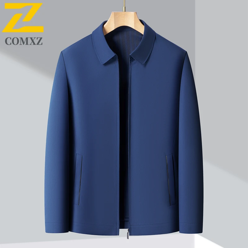 

COMXZ Men Lapel Jacket Multiple Pockets Lightweight Travel Business Golf Coat Outdoor Windbreaker Spring Autumn Casual Blazer