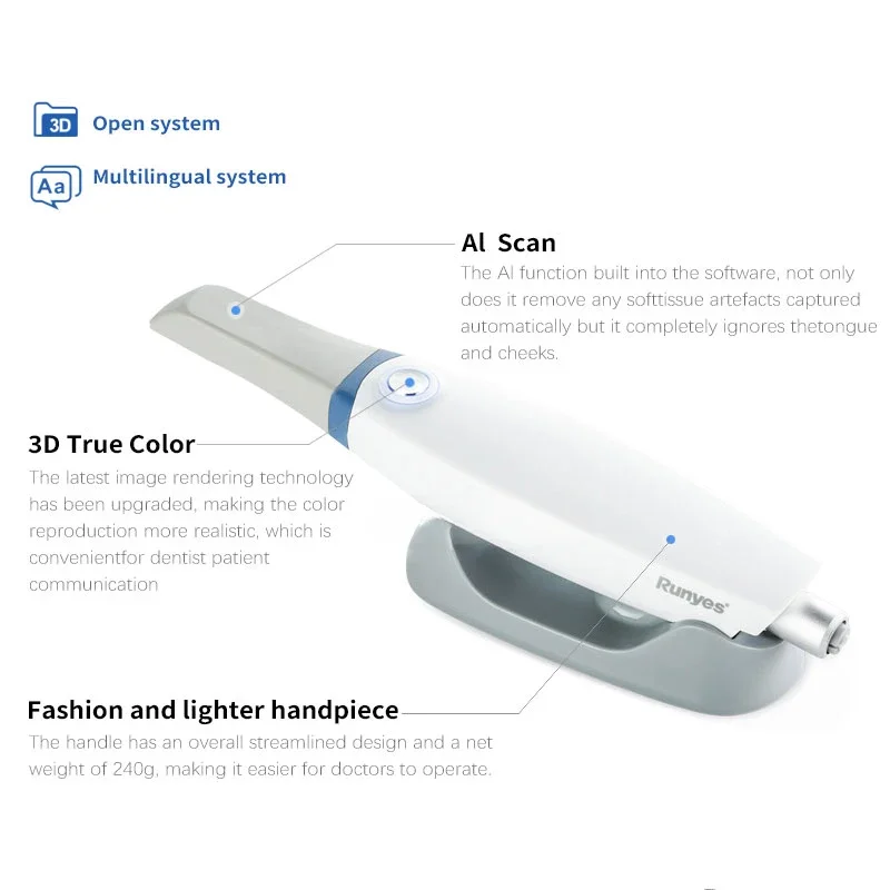 Fully automatic AI Autoclavable 3D Open system dentals scanner intraoral with software for dentists dentals laboratory andclinic