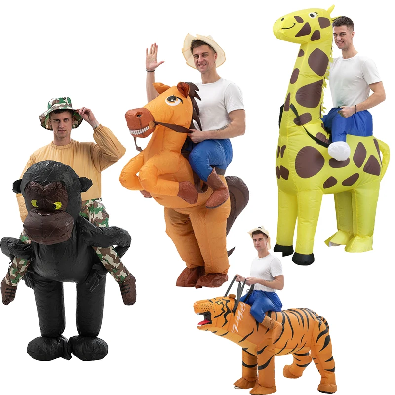 Maskottchen-Kostüm Halloween-Party Aufblasbarer Anzug Tiger Tier-Kleidung Requisite Cartoon-Puppe Bühnenauftritt Cosplay-Kleidung