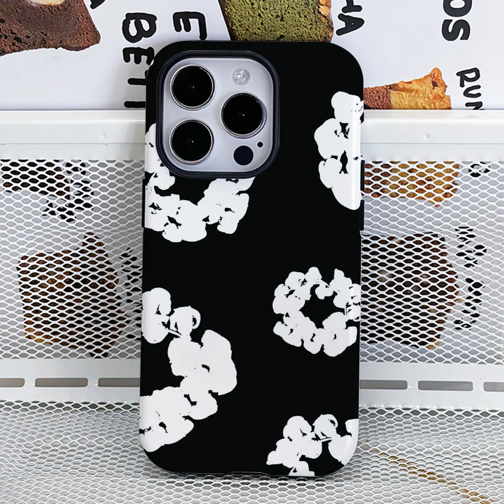 Funda de teléfono de lujo con flores negras d-denims t-tears para iphone 16 15 14 13 12 11 PRO MAX XS Max XR MINI 7 8 PLUS funda de silicona Y2K