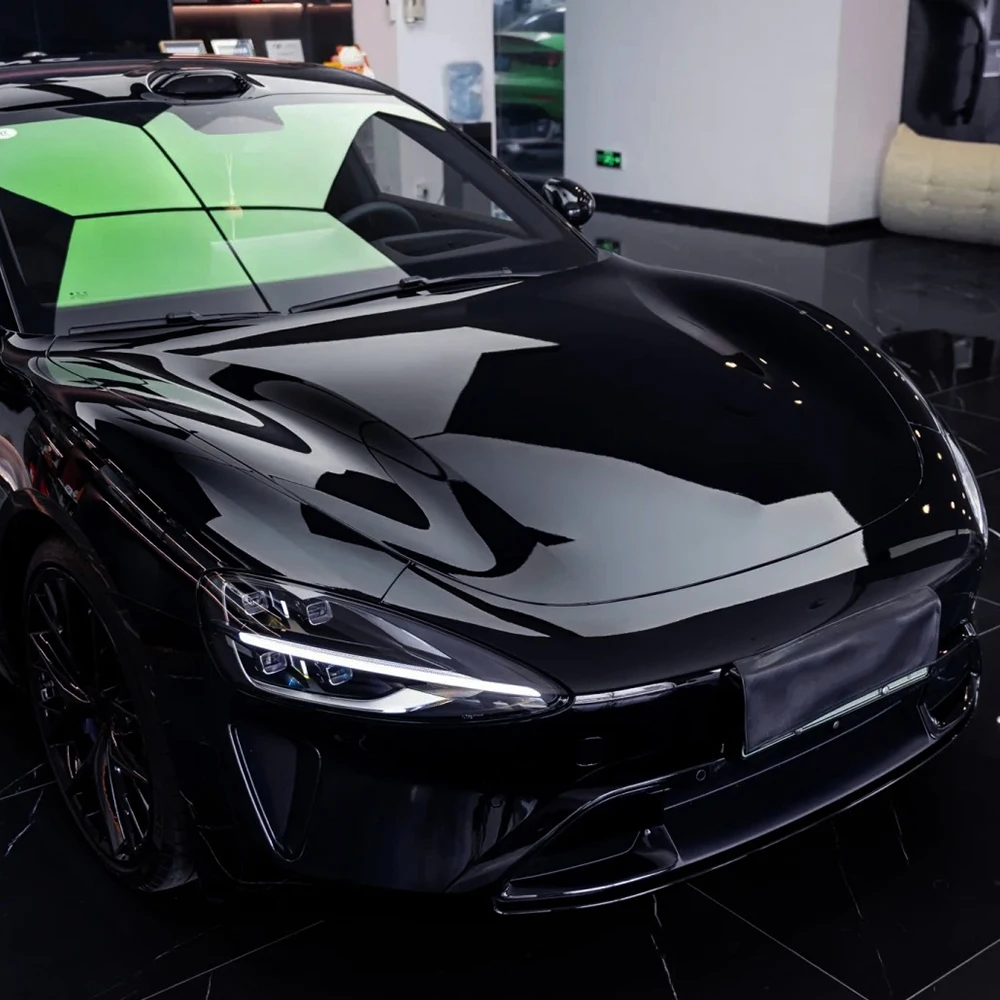

PET Diamond Black Car Vinyl Wrap Film Air Bubble Free Self Adhesive Glossy Finish Color Change Film Car Decoration Accessories