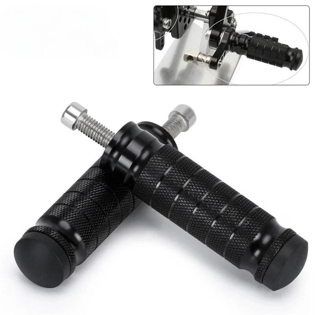 2Pcs Motorbike Foot Pegs Aluminum Anti-Skid Motorbike Rearset Footrests Black Motorbike Rear Footpegs Thread Rear Set Pedals
