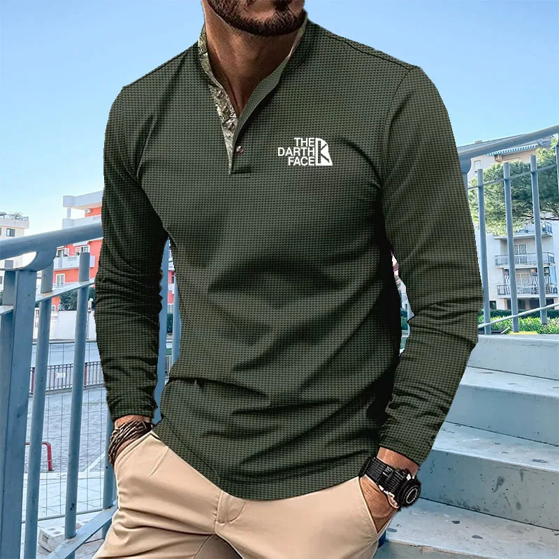 

Men's spring and autumn solid t-shirt men's casual street fashion printed polo shirt breathable comfortable polo shirt