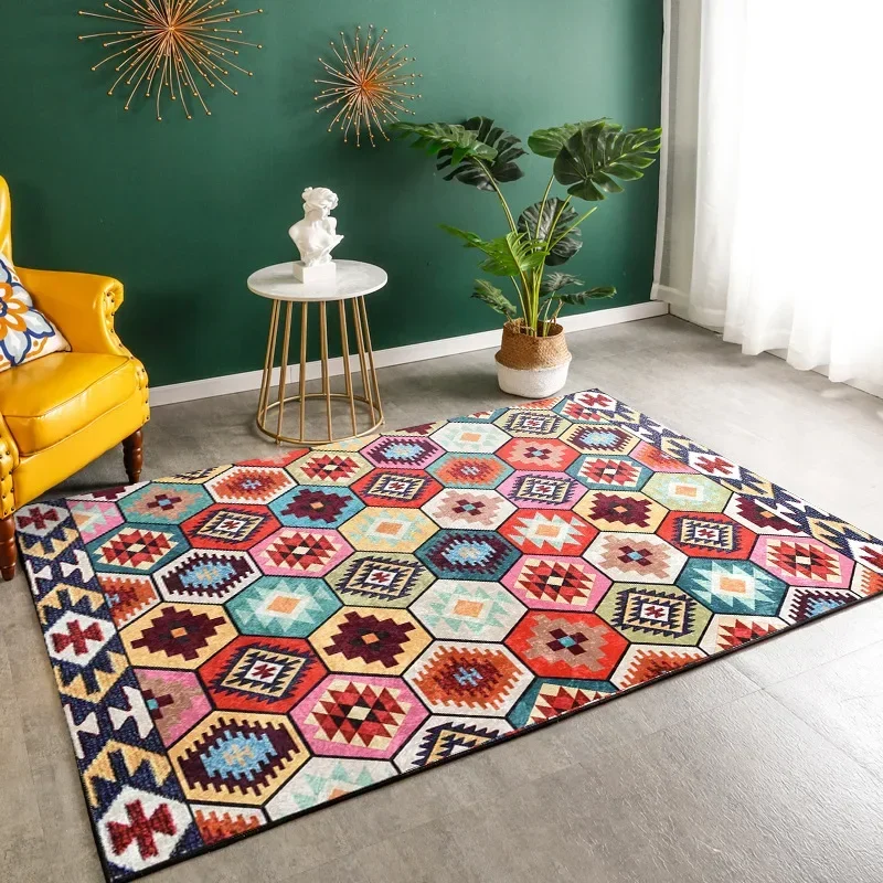 Bohemian Crystal Velvet Carpet Living Room Bedroom Homestayarea Floor Mat Study Restaurant Art Vintage Home Decor