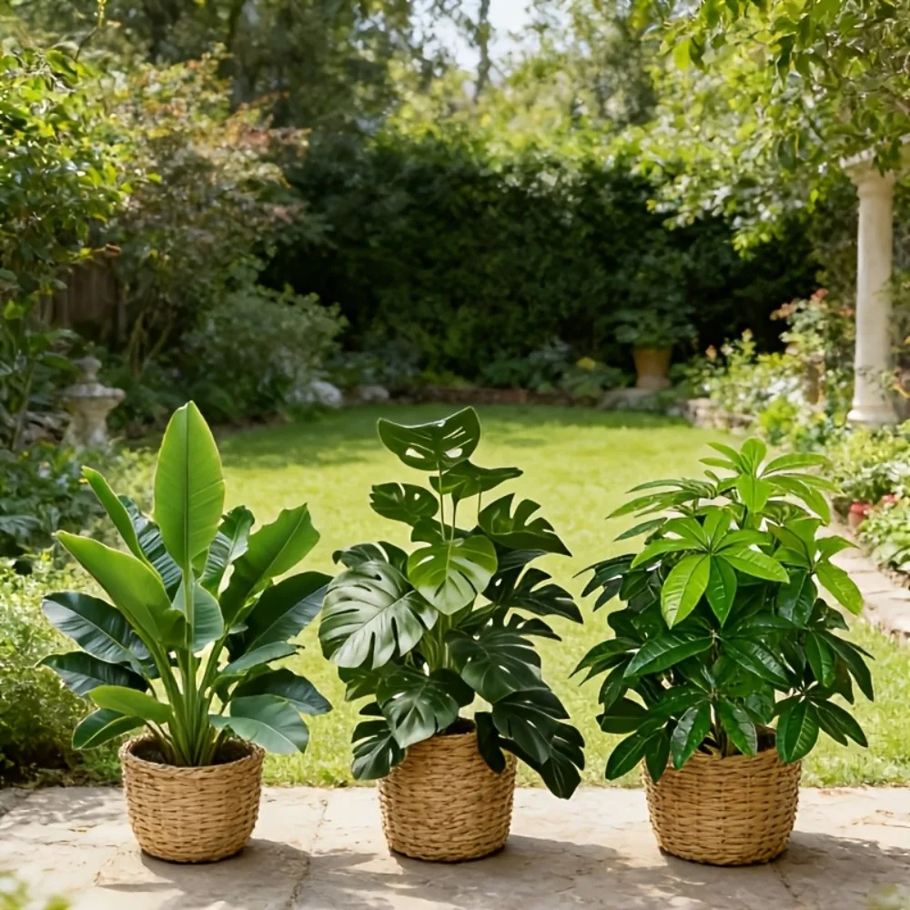 3-teiliges Set Künstliche Areca-Palme, Künstliche Bananenpflanzen und Monstera-Baum-Sets, Gartendekoration, 36 Blätter, Simulierter Bonsai im Topf – Detail 11