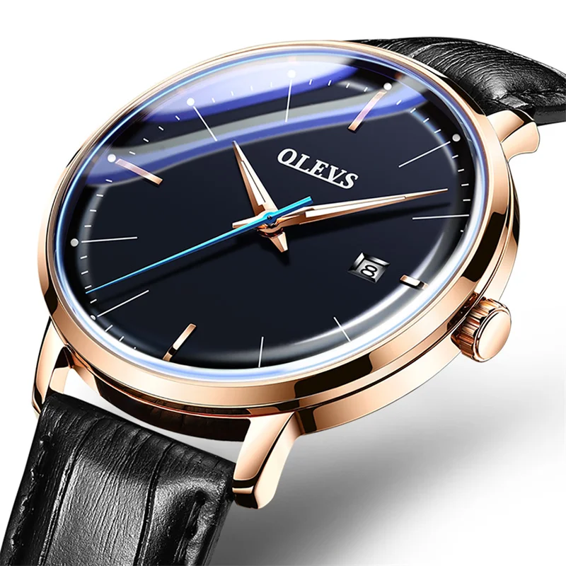OLEVS Automatic Mechanical Mens Watches Leather Date Waterproof Dress Watch For Men Luxury Fashion Wristwatch Relogio Masculino