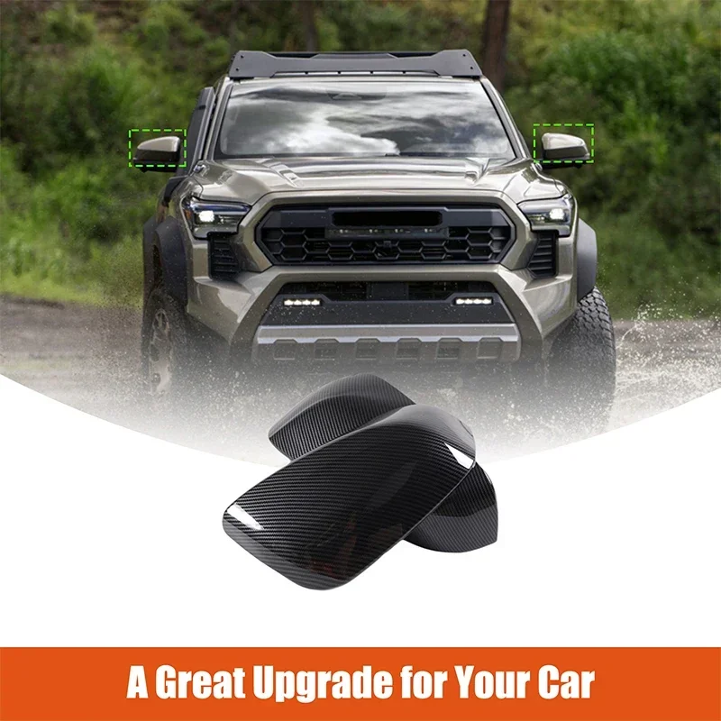 

For TOYOTA TACOMA 2024-2025 ABS Carbon Fiber Black Door Side Wing Rearview Mirror Cover Trim Sticker Car Accessories