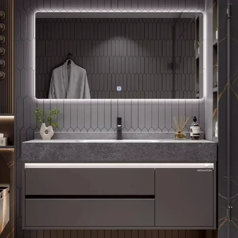 Organizer Closet Rock Slab Hot Bending Integrated Basin Combination Bathroom Washstand Bathroom Cabinet Laundry Sink Wash Basin